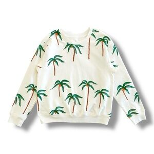 Pink Chicken | Cream Palm Trees Sweatshirt (12 yrs) 🌴